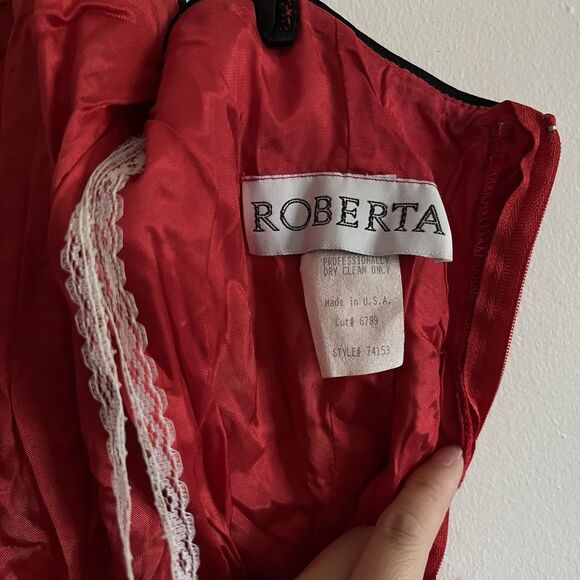 Y2K Roberta Whimsigoth Slip Dress S Velvet Red Sequin Lace Fringe Babydoll - Picture 7 of 11